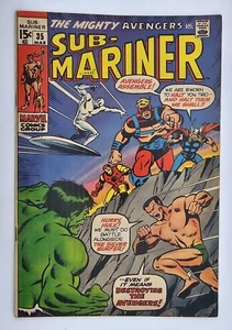 SUB-MARINER # 35, Marvel 1971, AVENGERS vs TITANS THREE, Preludio DEFENDERS - Foto 1 di 13