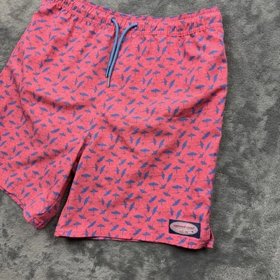 Pantalones Cortos de Natación Vineyard Vines Para Hombres XL Rosa Azul Patrón de Paraguas Cordón SP24 - Imagen 1 de 4