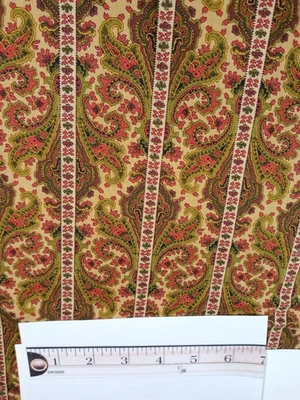 Andover Fabrics by Jo Morton Gold Background Paisley Stripes 2 Yards x 44" - Image 1 of 4
