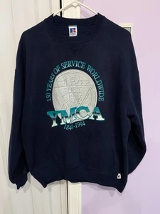 Vintage YMCA Sweatshirt 1844-1994 150 Years Russell Brand Sz XL Blue Rare! - Picture 1 of 8