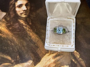 Judith Ripka Sterling Topaz & Peridot 9 Carat Sterling Ring  - Picture 1 of 5