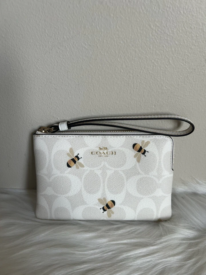 Coach Signature Bee Corner Zip Wallet - C8674 - NWT - Image 1 of 4