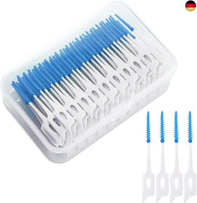 MIVAIUN 200 Stück Interdentalbürsten,Silikon Dual-Use Zahnseide Stick,Tragbarer Dental F