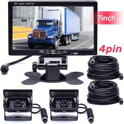 7" Car Rear View Monitor With Two Heavy Duty CCD Parking Reverse Backup Camera - Image 1 of 4