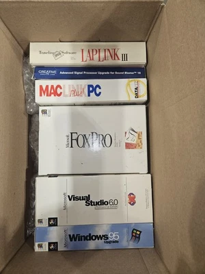 Vintage Software Lot – Visual Studio 6.0, FoxPro, Win95, LAPLINK, More - RARE - Image 1 of 2