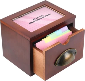Portatarjetas índice 3X5, organizador de tarjetas índice de madera caja portatarjetas flash receta C - Imagen 1 de 7
