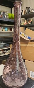 Vintage Empoli Genie Bottle 16" Decanter Amethyst Pebble Glass Italy No Topper - Imagen 1 de 3