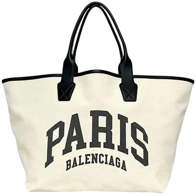 Balenciaga Tote Bag Cities Paris Large Tote f 24158 White Black 689271 Excellent - Image 1 of 4