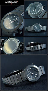 Designer Damenuhr M-WATCH by Mondaine Edelstahl schwarz plattiert gut lesbar - Picture 1 of 1
