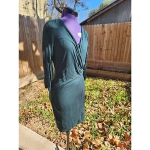 Forest Green Faux Wrap Dress - Picture 1 of 3