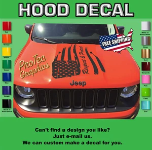 Hood Decal Fits Jeep Renegade Blackout (Protect & Respect) Ren-141 - Picture 1 of 4