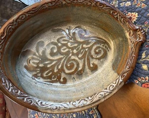 Blaisdell Handmade Studio Art Pottery Oval Casserole Dish. Woo Pattern. NEW - Picture 1 of 12