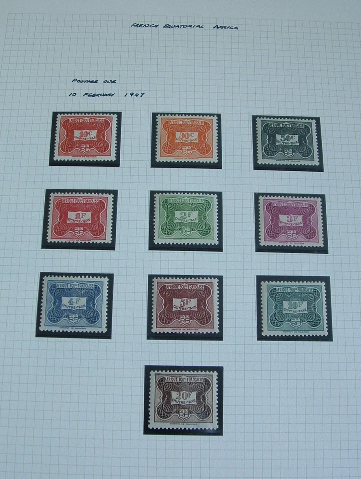 FRENCH Eq AFRICA 1947 old page postage dues MVLH mint full gum, clean, fresh. - Image 1 of 1
