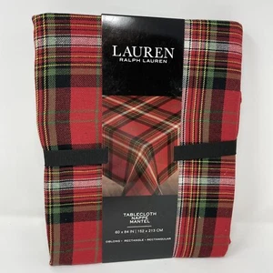 Ralph Lauren Red Plaid Christmas Tablecloth 60x84 Nappe Mantel, Rectangle - Picture 1 of 5