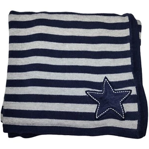 Carter's Gray Navy Blue Stripe Star Knit Baby Blanket Lovey One Size 30x40 - Picture 1 of 3