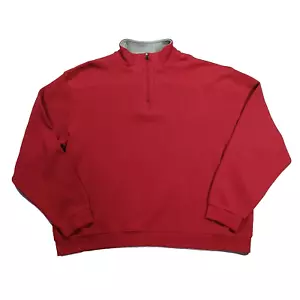 Vintage Consensus 2XL Mens Red 1/4 Zip Cotton Long Sleeve Pullover Sweater - Picture 1 of 12