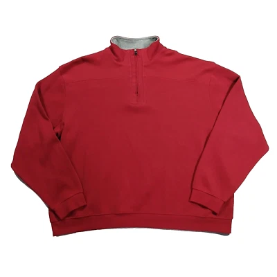 Vintage Consensus 2XL Mens Red 1/4 Zip Cotton Long Sleeve Pullover Sweater - Image 1 of 4
