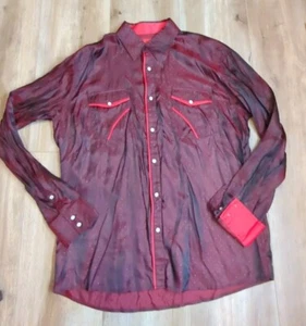 Camicia Patron Cito rossa western a scatto 2XL lucida messicana cowboy bottoni gaucho - Foto 1 di 11