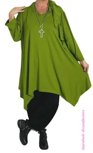 Myo-Lagenlook A-Line Tunic Shirt Pistachio Hood 42 44 46 48 50 52 54 56 58 - Picture 1 of 9