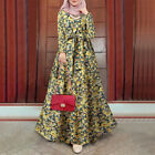 Womens Muslim Abaya Kaftan Dubai Floral Print Party Prom Gown Long Maxi Dress Us