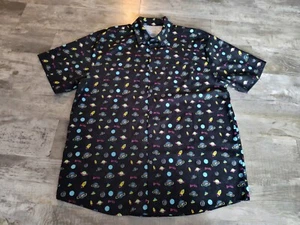 Buc-ees Black Space Camp Button Up Shirt Mens 2XL Bucees Planets short sleeve - Picture 1 of 12