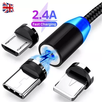 3 in 1 Magnetic Charging USB Cable 360° Rotate Phone Charger Cable Type-C Micro - Image 1 of 4