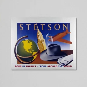 Vintage Poster - Stetson - Born in America, Worn Around the World - Picture 1 of 9