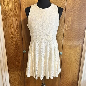 H & M Dress Womens 14 White Bohemian Wedding Lace Sleeveless Cottagecore Party - Picture 1 of 16