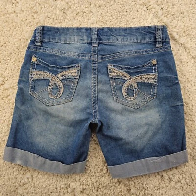 Truce Womens Jeans Shorts Bermuda Size 5 Jr 30x7 Low-Rise Cuffed Stretch Y2K - Image 1 of 4