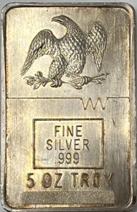 Vintage 5 oz Silver Bar CMX Corp Seattle .999 Fine Classic Eagle Design - Picture 1 of 2