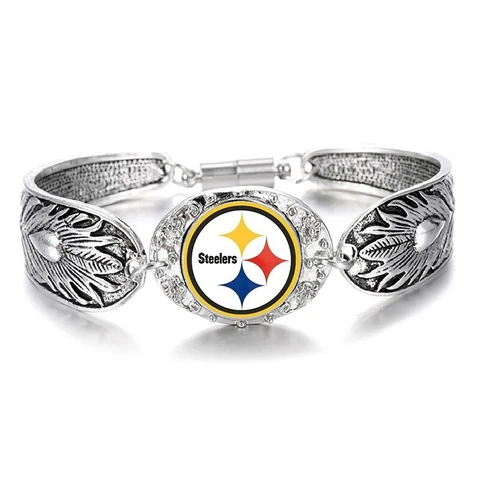 Pittsburgh Steelers Women's Sterling Silver Bracelet Football Gift Jewelry D3 Cover
