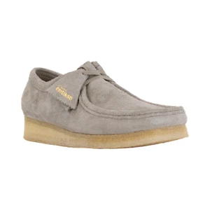 Mens Clarks Wallabee Chukka Boots - Pale Grey Suede, Size 13 M US [261 75711] - Picture 1 of 7