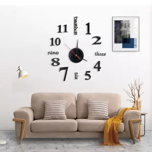 3D Number Poster Home Decoration DIY Wall Clock For Living Room Bedroom Hotel - Picture 1 of 12