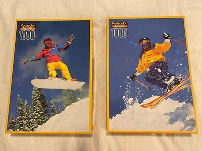 VTG 98 Rose Art Kodacolor Puzzle 1000 Piece Skiing and Snowboarding Puzzles - Image 1 of 4
