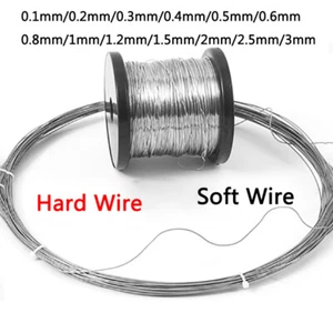 Stainless Steel Wire Single 0.1mm-3mm Soft/Hard Steel Wire Craft Jewellery Model - Picture 1 of 11