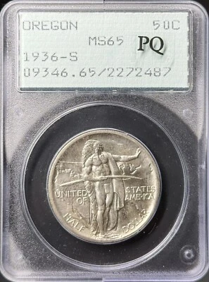 1936-S Oregon Trail Commemorative Half Dollar 50c PCGS *Rattler Holder* MS 65 - Image 1 of 2