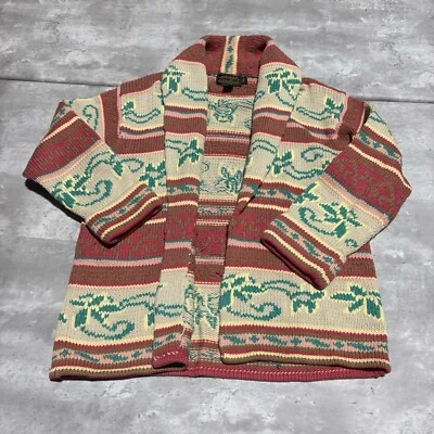 Vintage Eddie Bauer Cardigan Women's Medium Multicolor Knit Open Front Sweater - Image 1 of 4