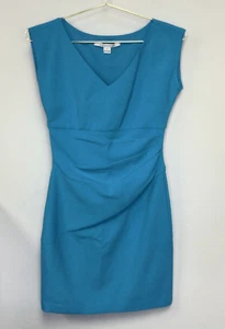 Vestido de mujer Diane von Furstenberg azul turquesa Bevin fruncido talla 4 - Imagen 1 de 12