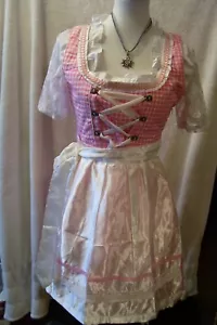 NEW! Sz 4.NEW!Germany,Waitress,Trachten,Oktoberfest,Dirndl Dress 3-pc,PINK,White - Picture 1 of 10
