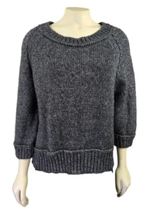 NWT $98 Ann Taylor Wool blend Black silver Metallic casual Sweater Top Sz M 8/10 - Picture 1 of 6