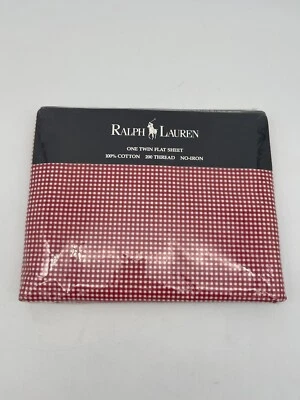 Rare New Ralph Lauren Twin Flat Sheet Gingham Red White - Image 1 of 3