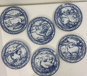 Williams Sonoma Bretagne blau & weiß Bauernhoftiere 6er Set - Bild 1 von 8