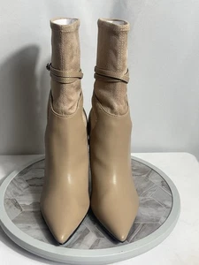 GUESS Acora Wedge Ankle Boots Light Natural 6M Pointed Toe Stretch Pull-On - Picture 1 of 10
