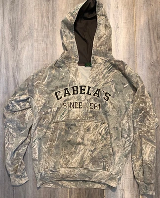 Vintage Cabela's Hoodie Adult L Camouflage Duck Blind Mens Mossy Oak Y2K - Image 1 of 4