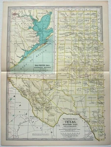 Western Texas - Original Karte von 1902 von The Century Company. Antik - Bild 1 von 4