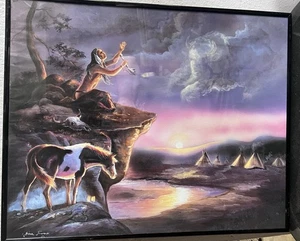 Gordon Snidow Druck - Indianer Visionär Krieger mit Pferd - gerahmte Kunst - Bild 1 von 2
