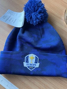 NEW ERA 2023 Ryder Cup Europe Golf Striped Bobble Beanie Hat Blue - Picture 1 of 5