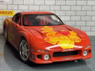 1:18 *HTF* FAST AND FURIOUS 1994 MAZDA RX-7 (LHD) Red  *RARE* Model! - Image 1 of 4