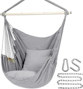 Y- STOP Hammock Chair Hanging Rope Swing Chair, Max 500 Lbs, Light Gray - Picture 1 of 4