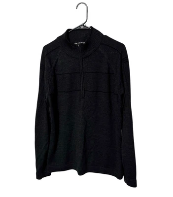 Suéter Smartwool 1/4 Cremallera Para Hombre Mediano Negro Mezcla de Lana Merino Tejido Cuello Simulado Foto 1 de 4
